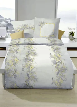 ELFI B. Heimtextilien>Bügelleichte Bettwäsche-Garnitur mit Reißverschluss SILBER