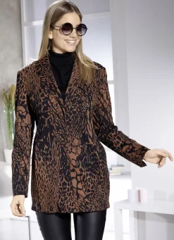 Blazer & Anzüge>Blazer mit elegant verdeckter Druckerleiste SCHOKOBRAUN-SCHWARZ