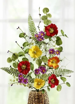 Dekoration>Blütenzweig aus Kunst- und Textilmaterial BUNT