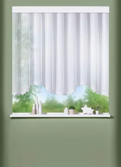 PLAUENER SPITZE Heimtextilien>Blumenfenster-Store aus echter WEISS