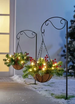 Außendekorationen>Blumenkorb Winterzauber GRÜN-SCHWARZ