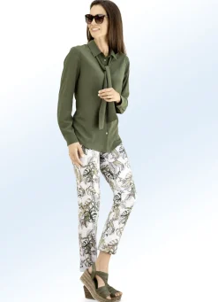 Blusen & Tuniken>Bluse mit Bindeschluppe KHAKI