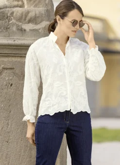 B/ANCA Blusen & Tuniken>Bluse mit Rüschenzier CREMÉ