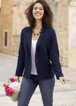 Blusen & Tuniken></noscript>Blusenjacke mit Knopfleiste MARINE