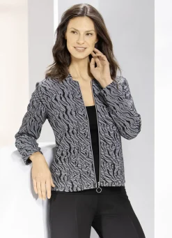 Blusen & Tuniken>Blusenjacke mit Stehkragen SCHWARZ-WEISS