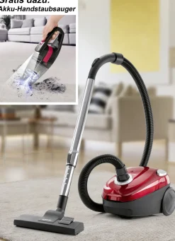 Staubsauger|Technik>Bodenstaubsauger-Set inklusive 5 Düsen ROT