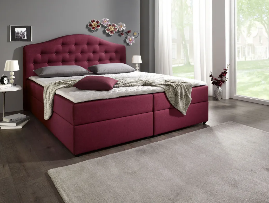 Möbel>Boxspringbett mit Bettkasten und Topper