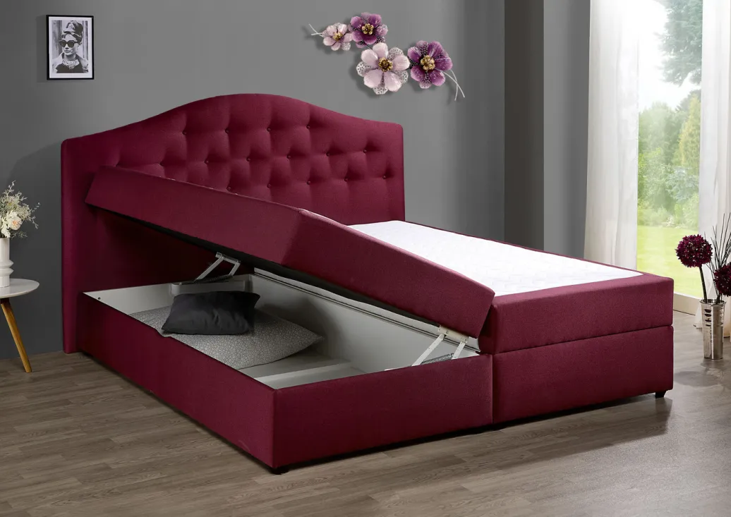 Möbel>Boxspringbett mit Bettkasten und Topper