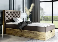 Möbel></noscript>Boxspringbett mit Bettkasten und Topper