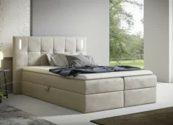Möbel>Boxspringbett mit LED-Beleuchtung und Topper