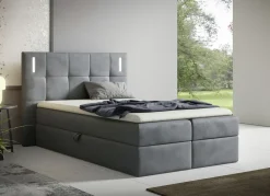 Möbel></noscript>Boxspringbett mit LED-Beleuchtung und Topper