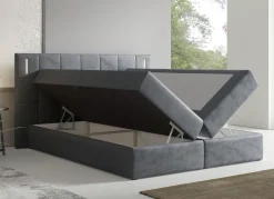 Möbel></noscript>Boxspringbett mit LED-Beleuchtung und Topper
