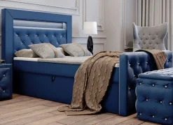 Möbel>Boxspringbett mit LED-Beleuchtung und Topper