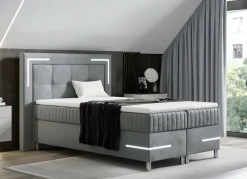 Möbel>Boxspringbett mit LED-Beleuchtung und Topper