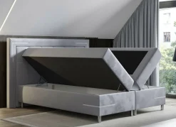 Möbel></noscript>Boxspringbett mit LED-Beleuchtung und Topper