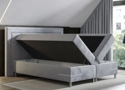 Möbel></noscript>Boxspringbett mit LED-Beleuchtung und Topper