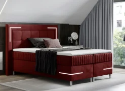 Möbel></noscript>Boxspringbett mit LED-Beleuchtung und Topper