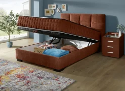 Möbel></noscript>Boxspringbett mit Wendematratze und Bettkasten