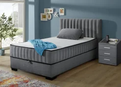 Möbel></noscript>Boxspringbett mit Wendematratze und Bettkasten