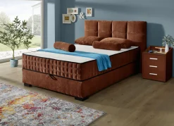 Möbel></noscript>Boxspringbett mit Wendematratze und Bettkasten