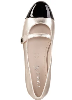 CAPRICE Damenschuhe|Schuhe></noscript>, schicke Damen-Ballerinas, Weite G, mit herausnehmbarem Fußbett GOLD-SCHWARZ