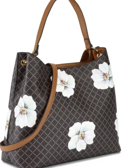 COLLEZIONE Taschen>Alessandro Tasche mit schickem Blütendruck BRAUN-WEISS