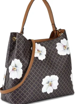 COLLEZIONE Taschen>Alessandro Tasche mit schickem Blütendruck BRAUN-WEISS