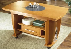 Möbel>Couchtisch auf Rollen mit Stein-Optik-Einlage