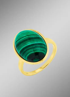 Damen-Edelsteinschmuck>Damenring mit echt Malachit
