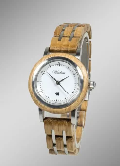 WAIDZEIT Damenuhren>Damenuhr mit Band aus französischen Allier Eichenholz