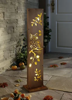 Außendekorationen|Aus Der Tv-Werbung>Dekostele Eule mit LEDs aus Eisen in Rostoptik BRAUN