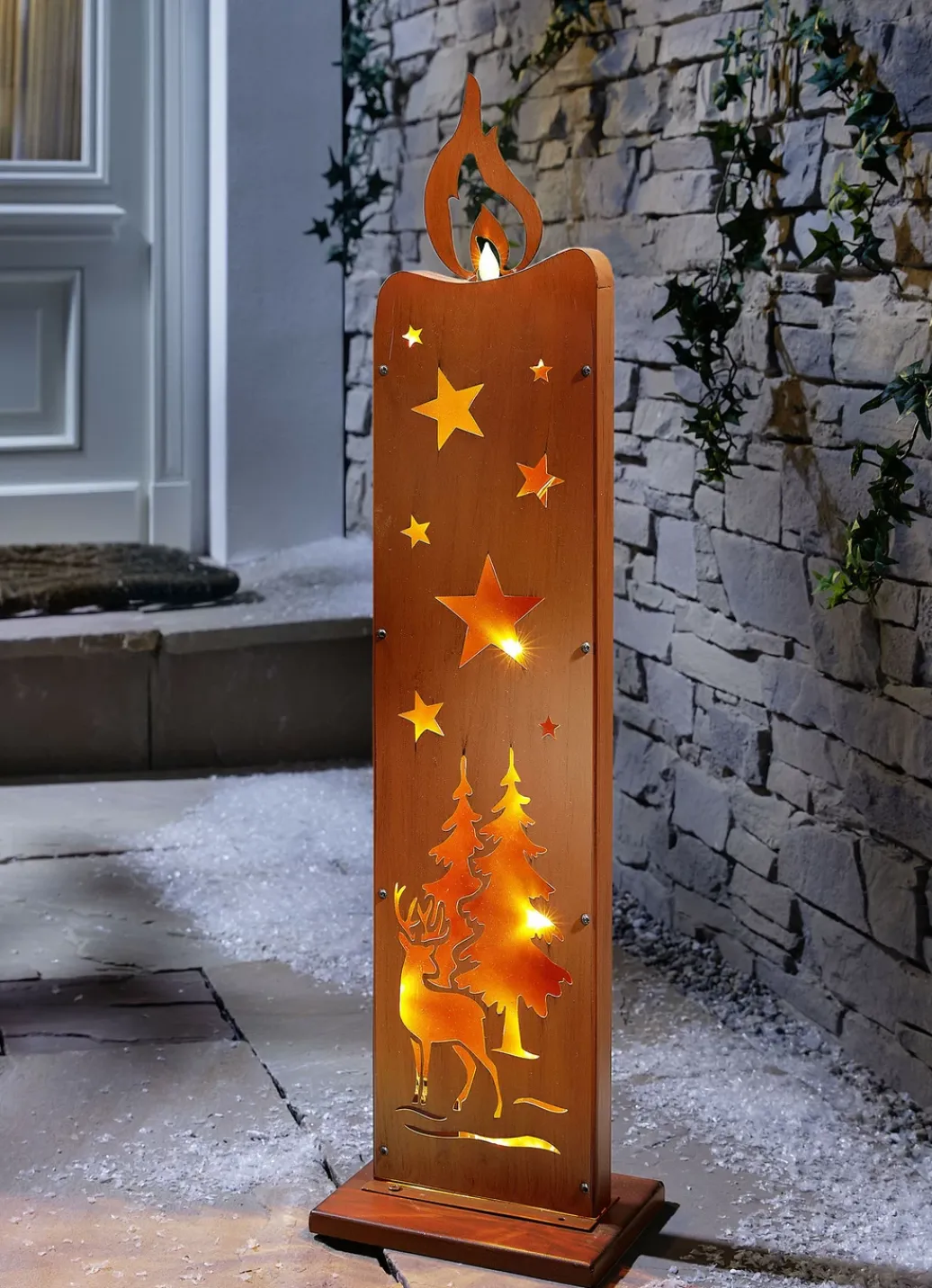 Außendekorationen|Aus Der Tv-Werbung>Dekostele Kerze aus Stahl ROST