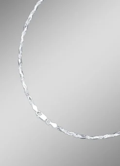 Damen-Silberschmuck>Diamantierte Zopfkette mit Karabinerverschluss