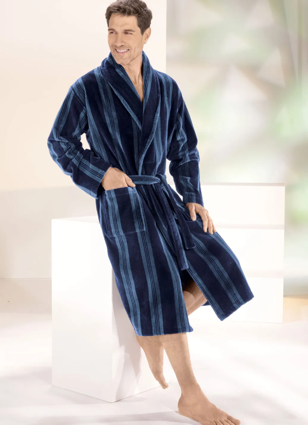 Herrenwäsche|Sport- & Freizeitmode>Doubleface-Bademantel mit Schalkragen