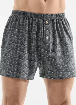 Wäsche|Herrenwäsche>Dreierpack Boxershorts mit Alloverdessin 3X ANTHRAZIT-GRAU