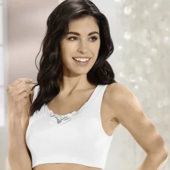 Wäsche|Damenwäsche></noscript>Dreierpack Bustiers mit Batist-Stickereimotiv