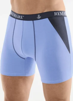 Wäsche|Herrenwäsche>Dreierpack Pants mit Elastikbund 2X HELLBLAU-NAVY, 1X NAVY-HELLBLAU