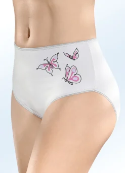 Wäsche|Damenwäsche>Dreierpack Slips mit Schmetterlingsmotiv GRAU-BUNT