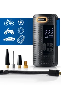 EASYMAXX Beschäftigung>Akku-Handkompressor mit LED-Beleuchtung SCHWARZ