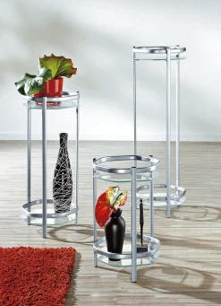 Möbel|Dekoration>Edle Blumensäule aus messingfarbenem Stahlrohr