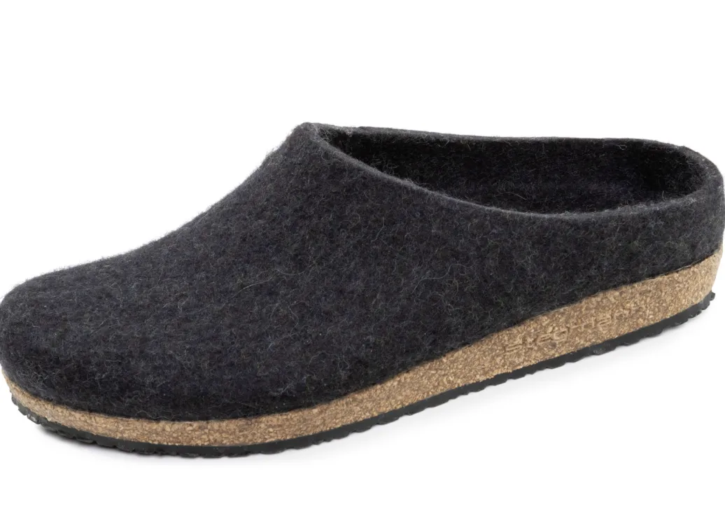 Schuhe|Damenschuhe>Edle Damen-Hausschuhe, Weite G, aus Schurwolle, nahtlos handgefilzt GRAFIT