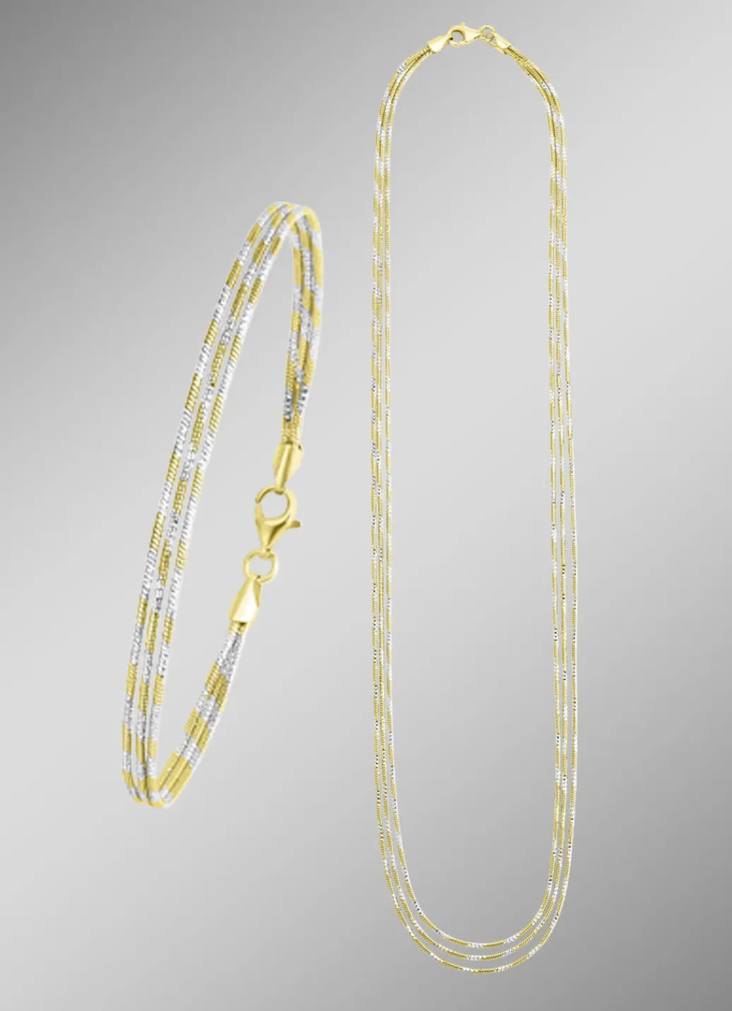 Damen-Silberschmuck>Edles Schmuck-Set in Bicolor, 2-teilig