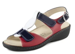 ELENA EDEN Damenschuhe|Schuhe>, bequeme Damen-Sandalen, Weite H, mit herausnehmbarem Fußbett ROT-BLAU-WEISS