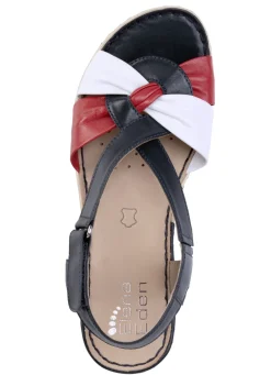 ELENA EDEN Damenschuhe|Schuhe></noscript>, elegante Damen-Sandaletten, Weite H, mit Klettspange BLAU-WEISS-ROT