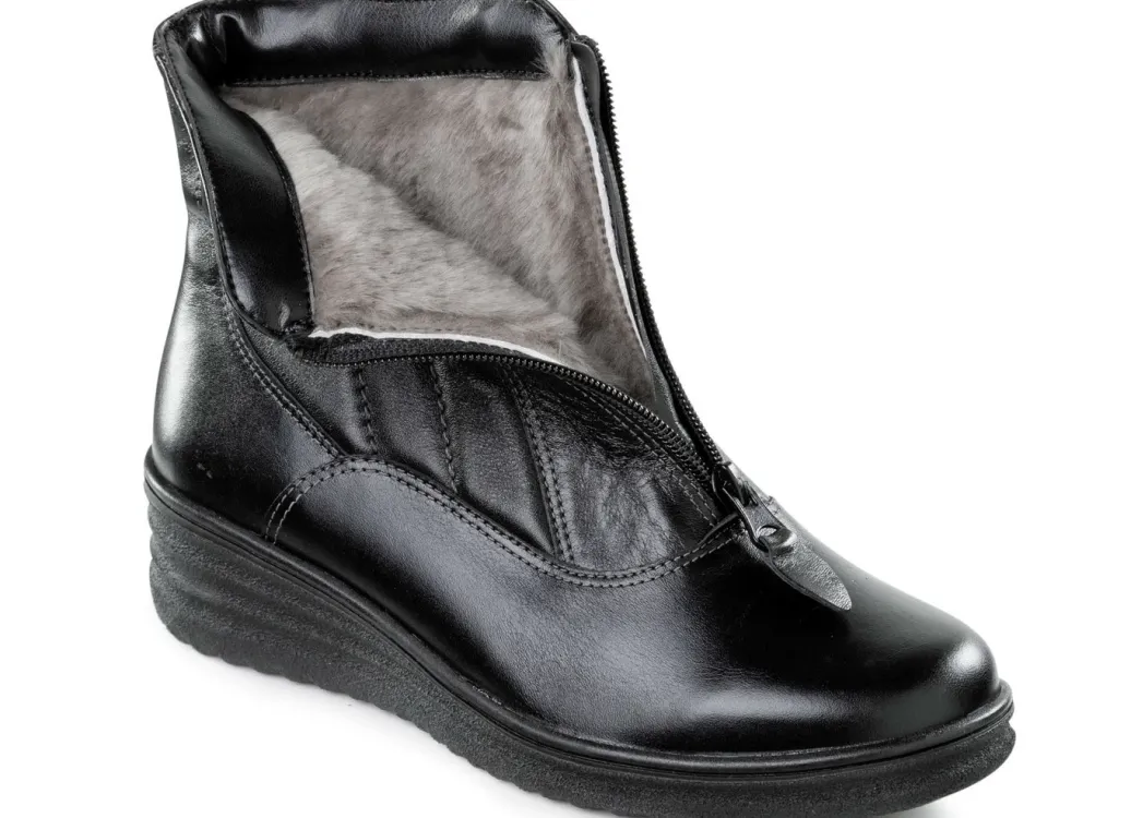 ELENA EDEN Damenschuhe|Schuhe>, gefütterte Damen-Stiefeletten, Winterschuhe, Weite H, mit Lammfell SCHWARZ
