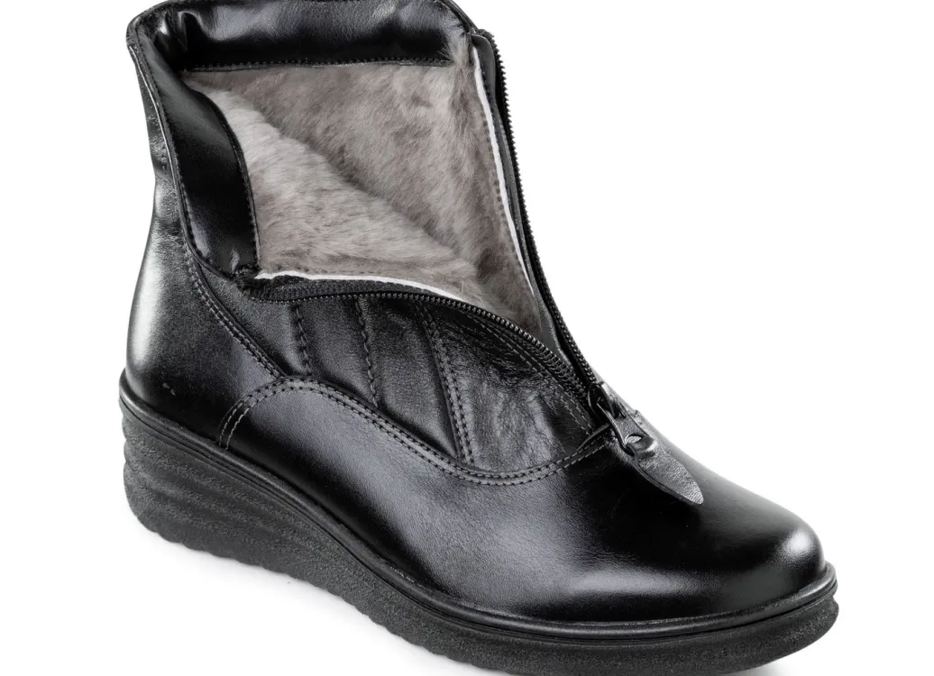 ELENA EDEN Damenschuhe|Schuhe>, gefütterte Damen-Stiefeletten, Winterschuhe, Weite H, mit Lammfell SCHWARZ