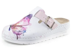 ELENA EDEN Schuhe|Damenschuhe>, klassische Damen-Clogs, Weite, G, mit verstellbarer Schließe WEISS-BUNT