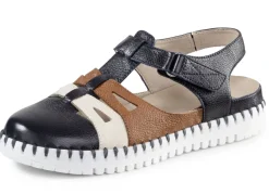 ELENA EDEN Damenschuhe|Schuhe>Sandale aus genarbtem Nappaleder MARINE-BUNT