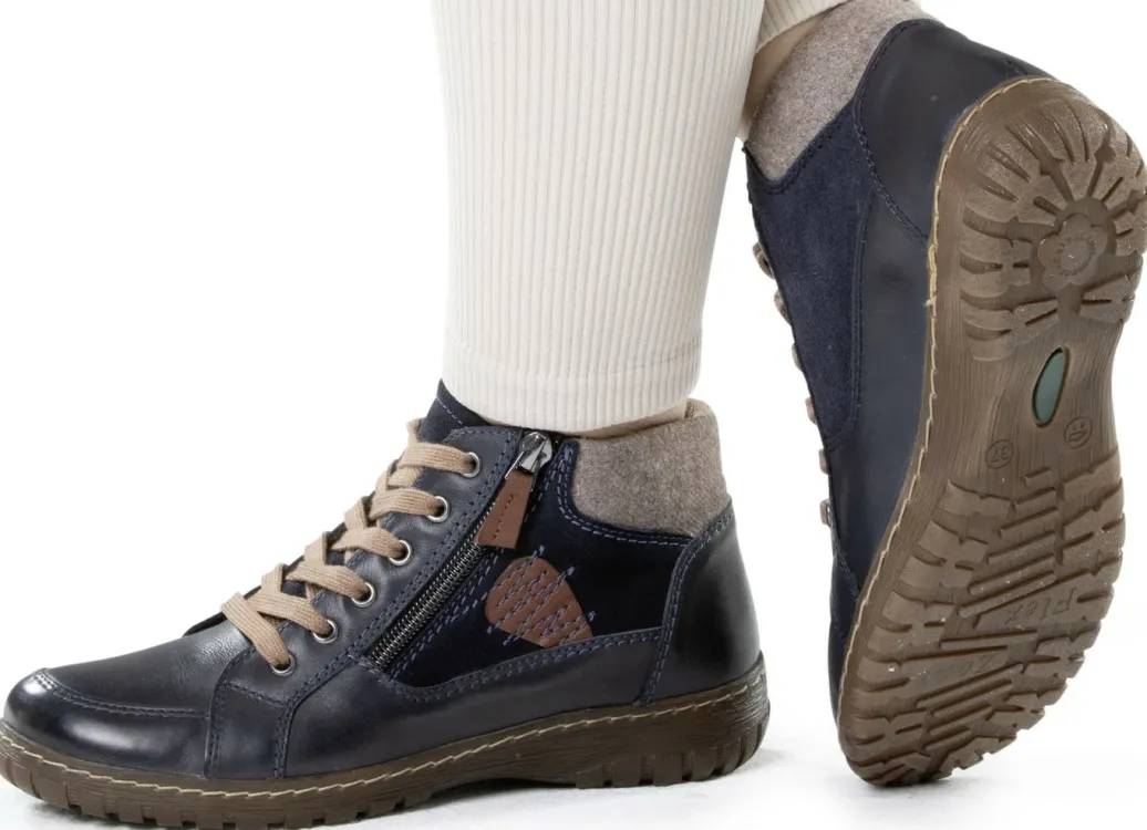 ELENA EDEN Schuhe|Damenschuhe>Schnür-Bootie aus Leder-Materialmix