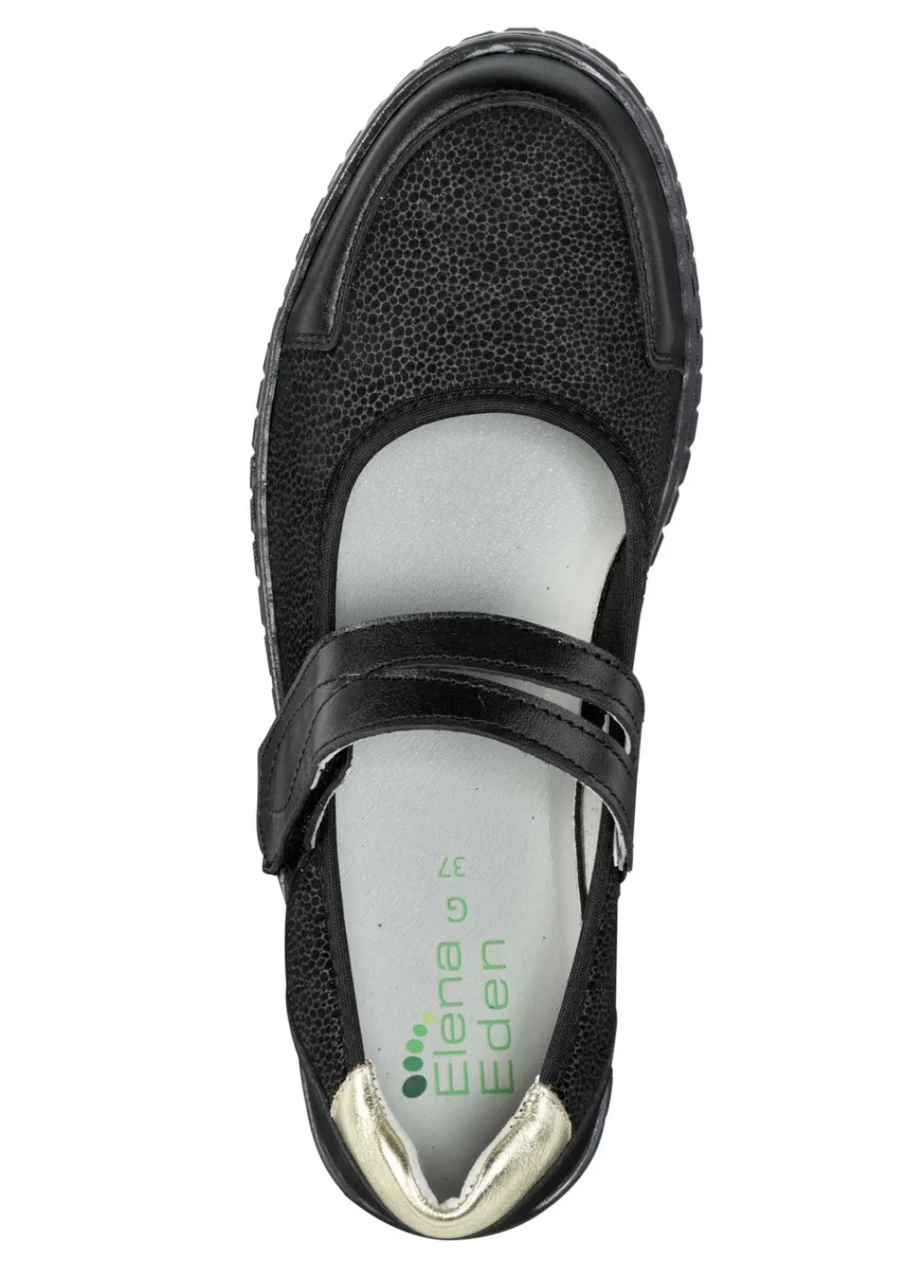 ELENA EDEN Schuhe|Damenschuhe>Slipper aus Nappaleder und Stretchmaterial SCHWARZ-GOLD